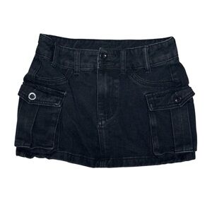 Black Denim Cargo Mini Skirt Size XXS Petite